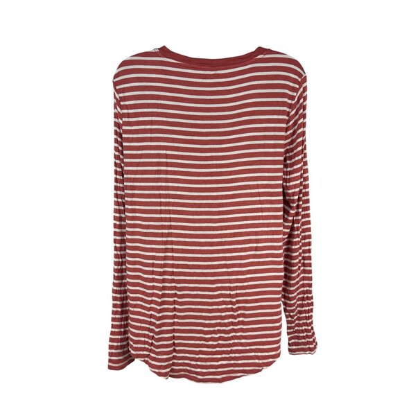 Old Navy Luxe Womens Striped Long Sleeve Top Size L Red And White Relaxed Fit - Picture 2 of 4